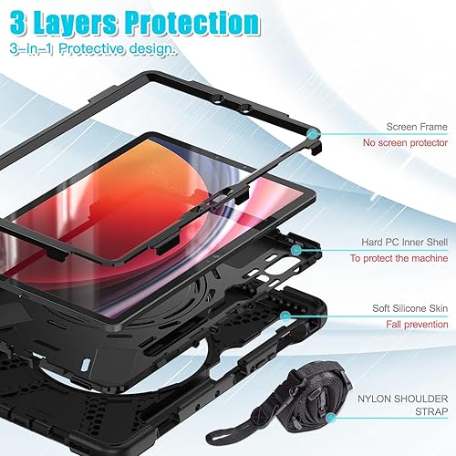 Miniatura 3 de YZBYFON Funda para Samsung Galaxy Tab S9 UltraS8 Ultra, resistente, resistente, grado militar, a prueba de golpes, con rotación de 360, función
