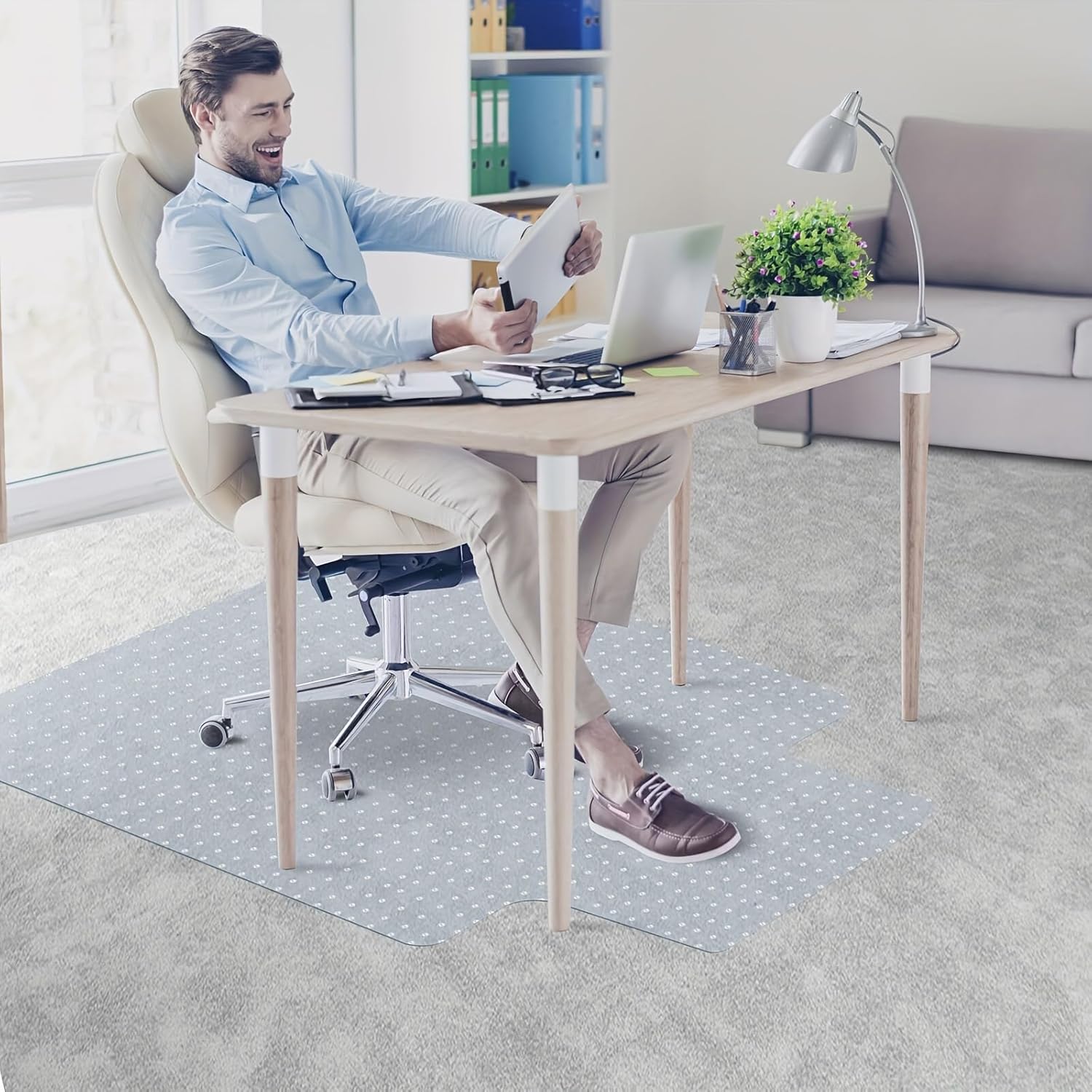 36" X 48"Clear Plastic Desk for with Extended Lip, Office Chair Mat for Hardwood & Tile Floor, Large Anti-Slip Floor ProtectorEasy Glide Rolling Computer for Work, Office, Home