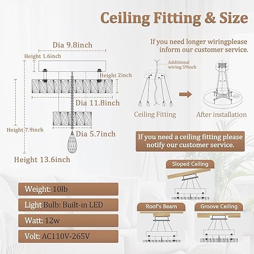 Miniatura 6 de Flashing God Dia 12 pulgadas Mini candelabro de cristal plateado lámpara de techo LED empotrada para sala de estar, dormitorio, comedor, regulable
