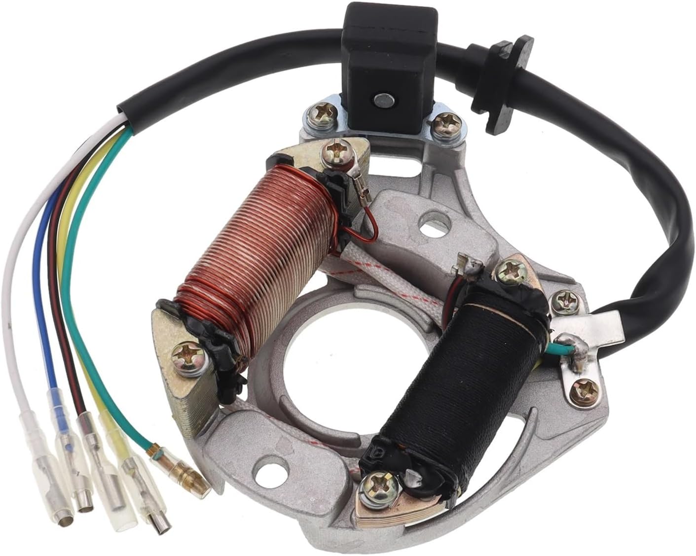 Motorcycle Magnet Coil Generator Stator AC Stator 2 Coil Ignition Magneto Plate for 50cc 70cc 90cc 110cc 125cc Sunl ATV Quad Motorcycle Ignition Coil Stator