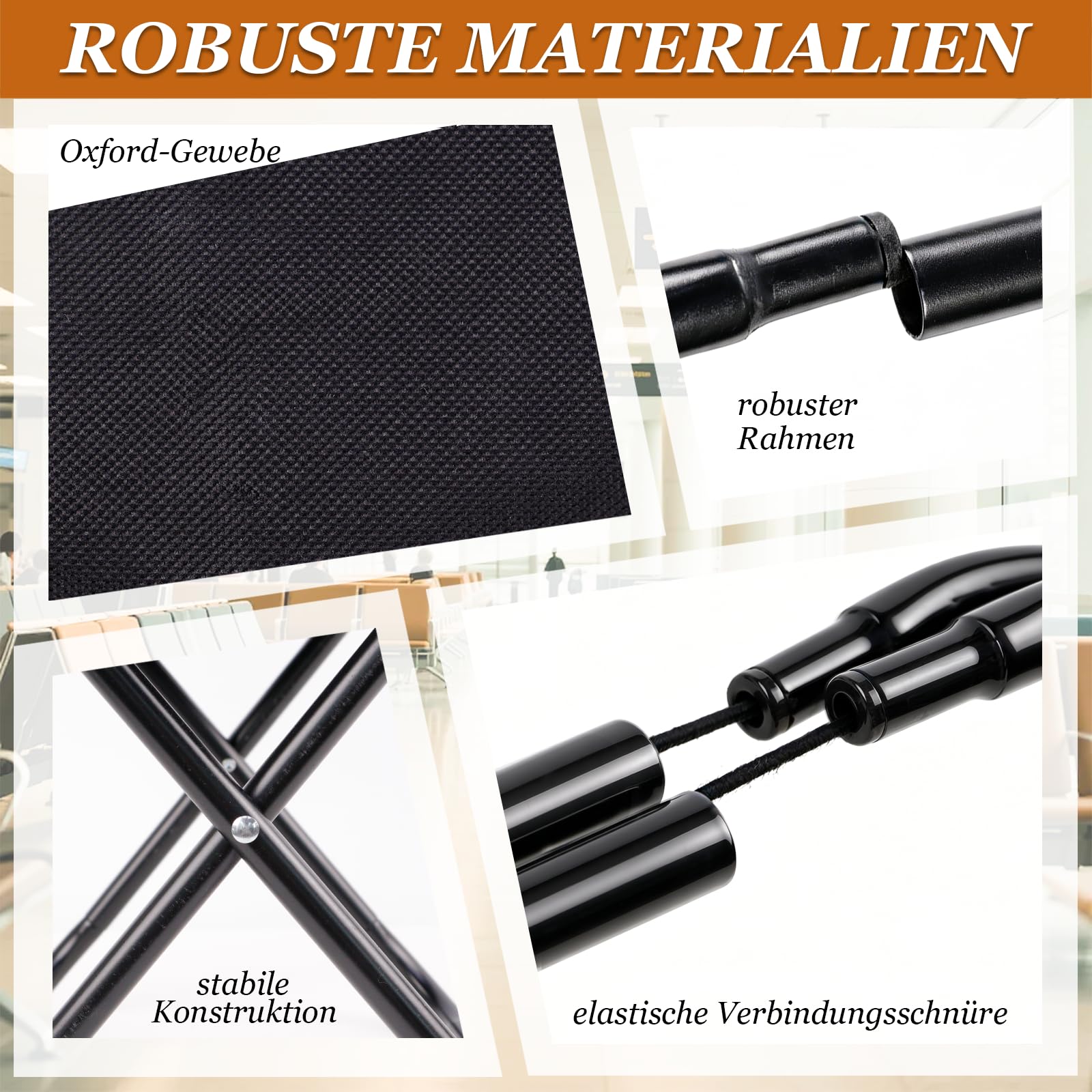 Campinghocker Klappbar 2er-Set Schwarz, Falthocker 26 cm mit Tragegriff, Leicht und Platzsparend Reisehocker, für Camping, Outdoor, Picknick, Angeln, Wandern, Garten und Balkon