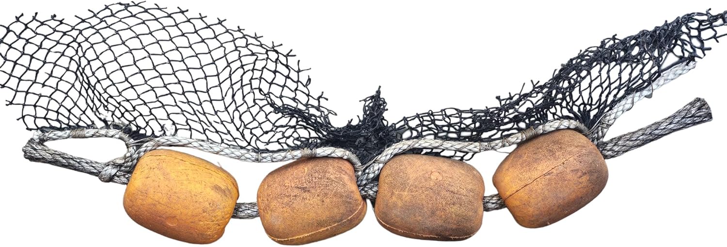 Large Authentic 4 Used Fishing Floats on a Rope Vintage Decor