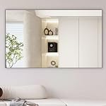 BEAUTME Grand miroir mural, noir, 60x36 Inch. Cadre en métal, suspension verticale ou horizontale, miroir de toilette, décoration maison