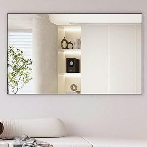BEAUTME Large Wall Mounted Mirror, Black, 60x36 Inch | Metal Frame, Vertical or Horizontal Hanging, Bathroom Vanity Mirror, Home Decor