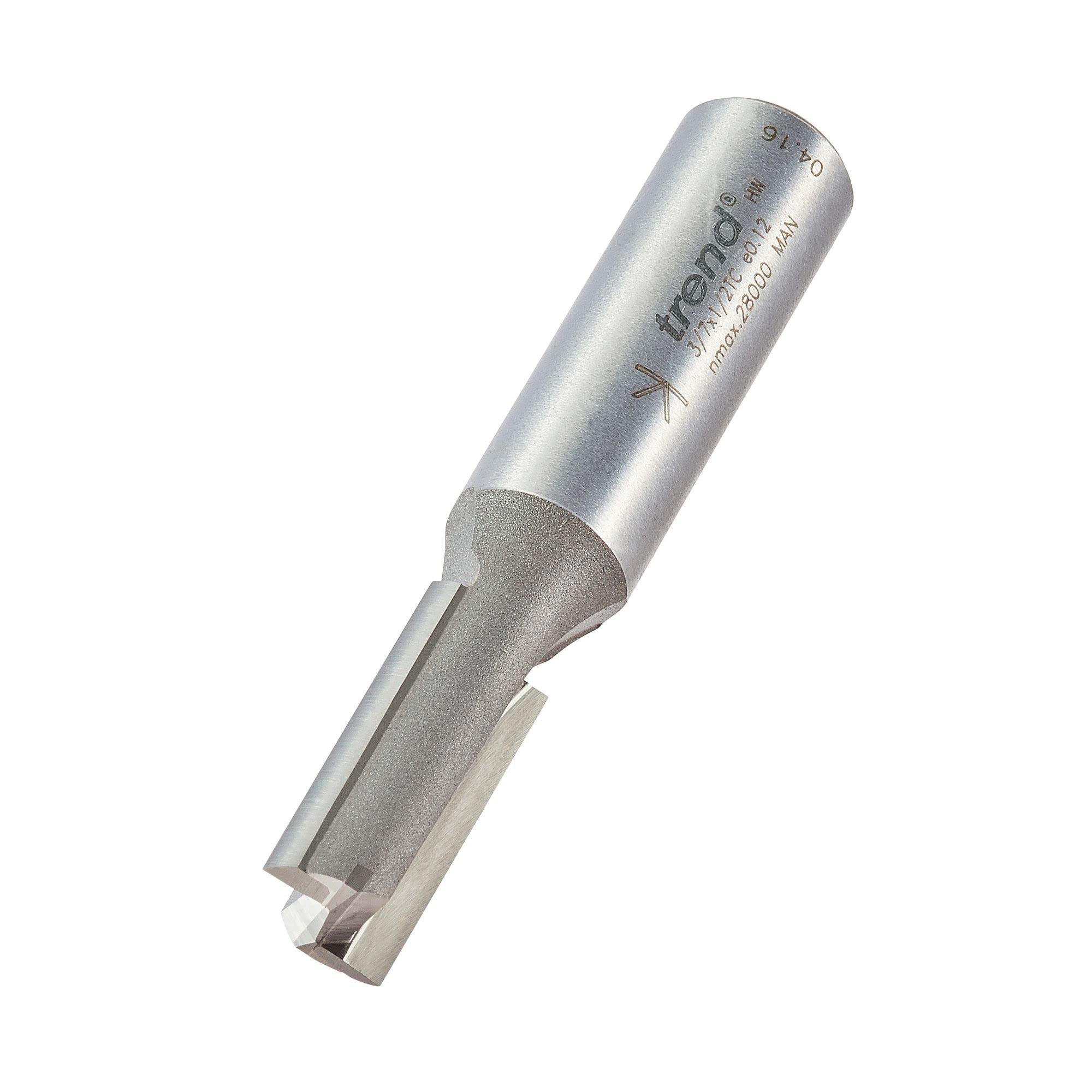 Trend Professional Straight Two Flute Router Cutter, 1/2 Inch Shank, 11Mm Cut Diameter, Tungsten Carbide Tipped, 3/7X1/2Tc
