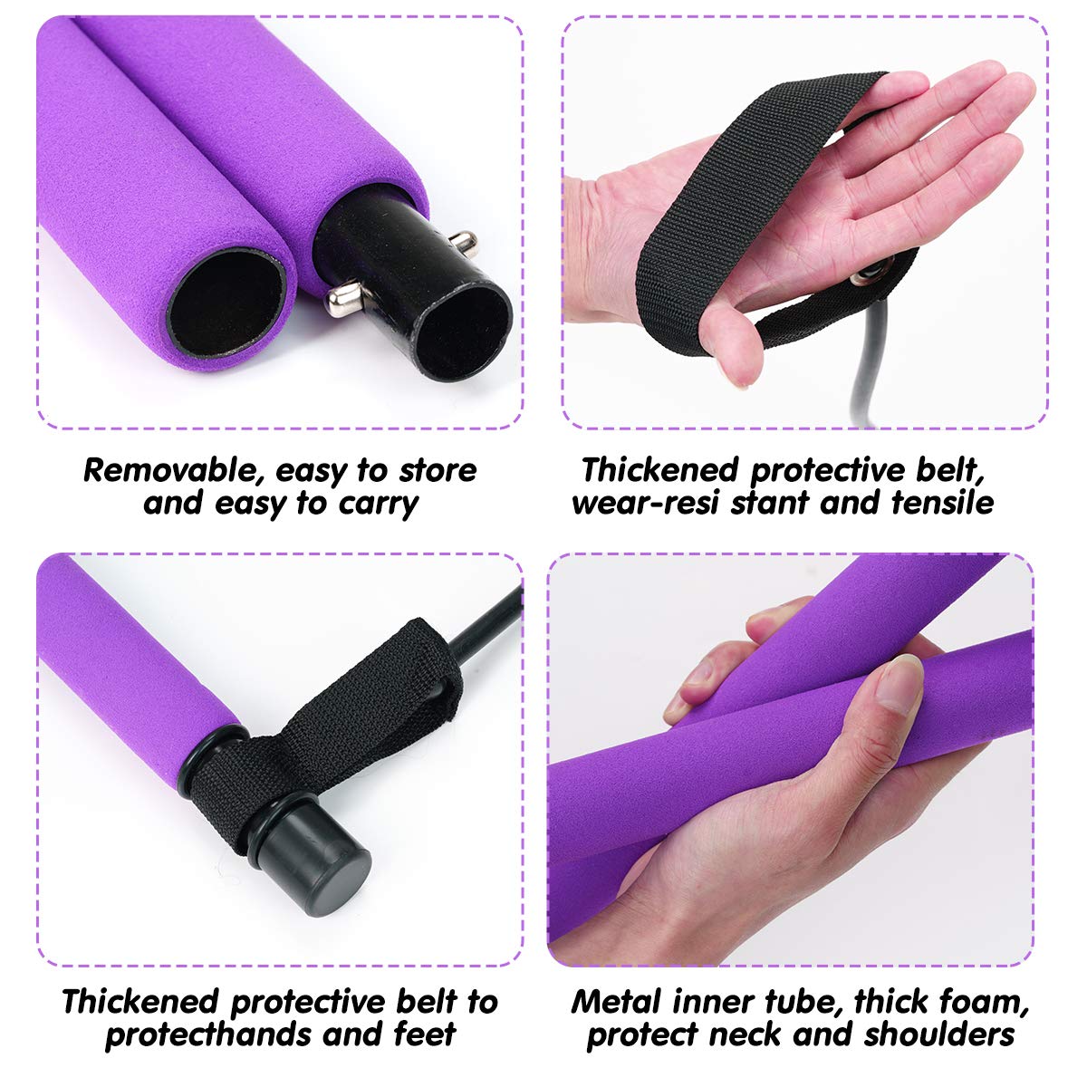 Surplex Bodybuilding Yoga Pilates Stick with Foot Loop, Pilates Bar Kit with Resistance Band, Portable Yoga Pilates Stick Exercise Bar, Ideal for Home Total Body Workout, Gym, Weighlifting 3