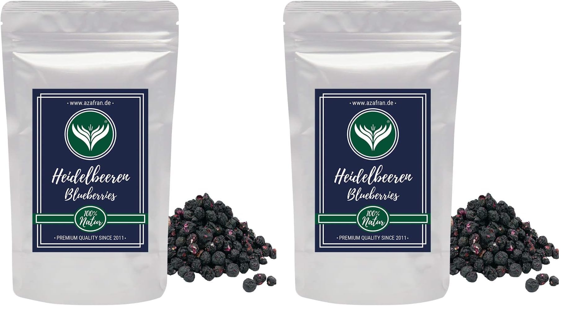 Azafran Wildheidelbeeren gefriergetrocknet, Heidelbeeren getrocknet (Blaubeeren ganz) 250g (Packung mit 2)