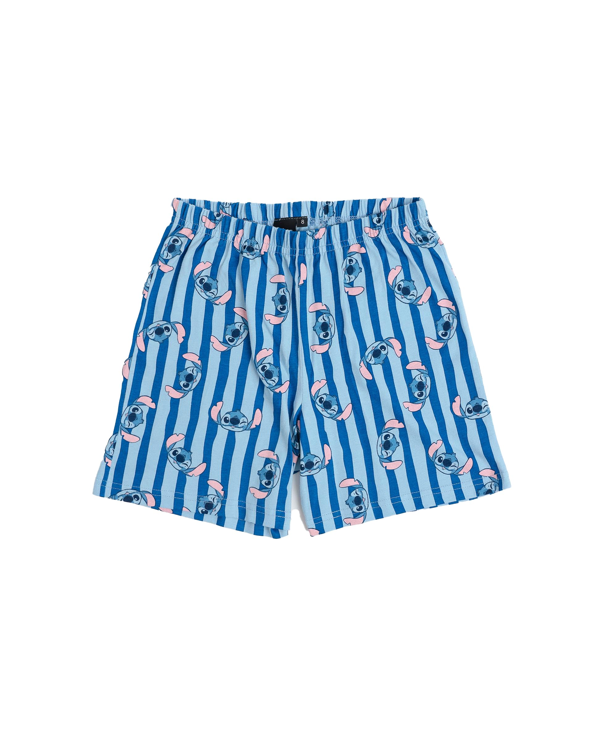 Disney Pijama niño Verano 100% algodón - Pijama Manga Corta Stitch Waves para niño – pantalón Corto con Cinturilla elástica Estampado – Tejido Suave al Tacto, Azul - Talla 8 años