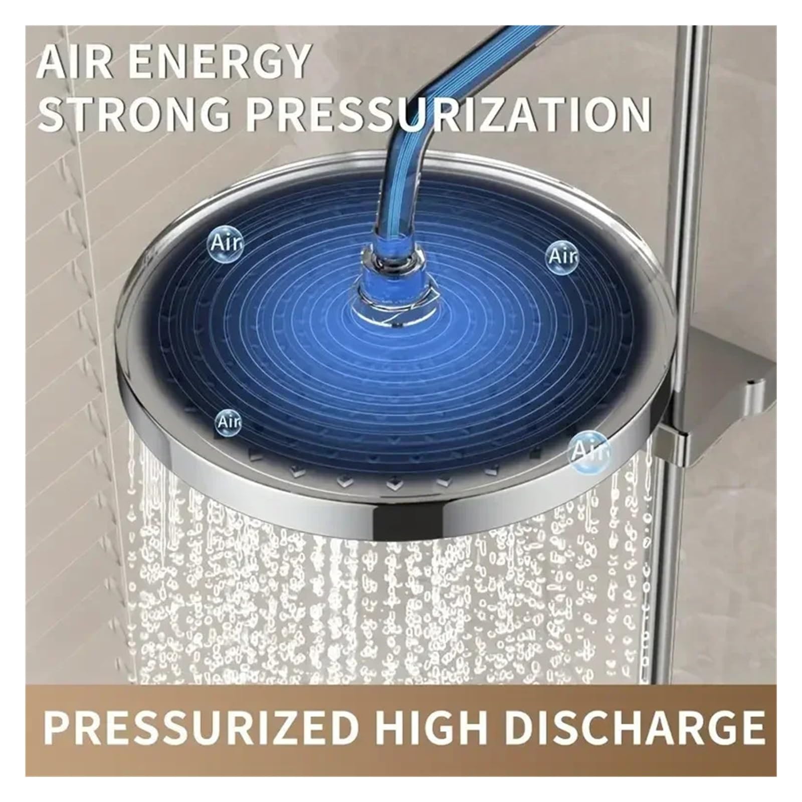 Alcachofa de ducha de alta presión de 25 cm, potente flujo de agua, juego de baño moderno, fácil de instalar, lujosa experiencia de ducha para el hogar, spa, accesorio (gris)