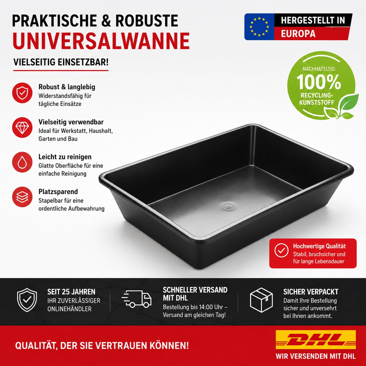 Wanne Oil Drain Pan Universal Collection Tray Bowl Litter 20 L, 60 x 40 x 12 cm (5)