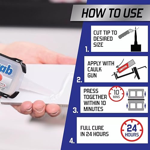 Miniatura 5 de Loctite Power Grab Ultimate - Adhesivo de construcción transparente, versátil pegamento de construcción para vidrio, madera, metal y más, cartucho