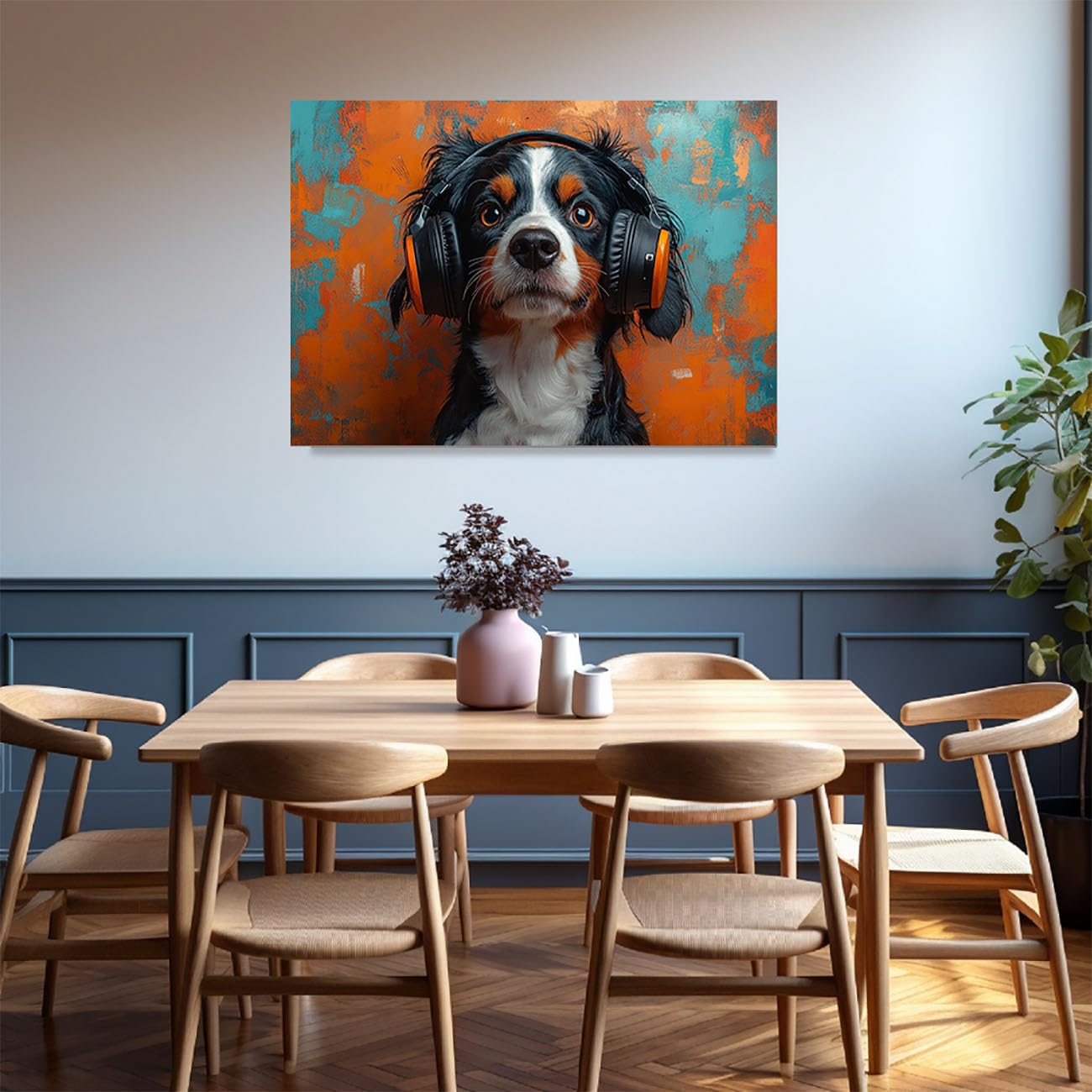 WIKEO Africa Animales Cuadro En Lienzo Impresión Cartel divertido de música animal Fotos para Salon, Baño,Comedor Poster Cuadro Habitacion Infantil Regalo（Naranja-50x70cm Enmarcado