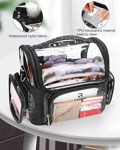 Miniatura 8 de NAONAYA Estuche para brochas de maquillaje, soporte grande para brochas de maquillaje profesional, estuche de viaje transparente impermeable para