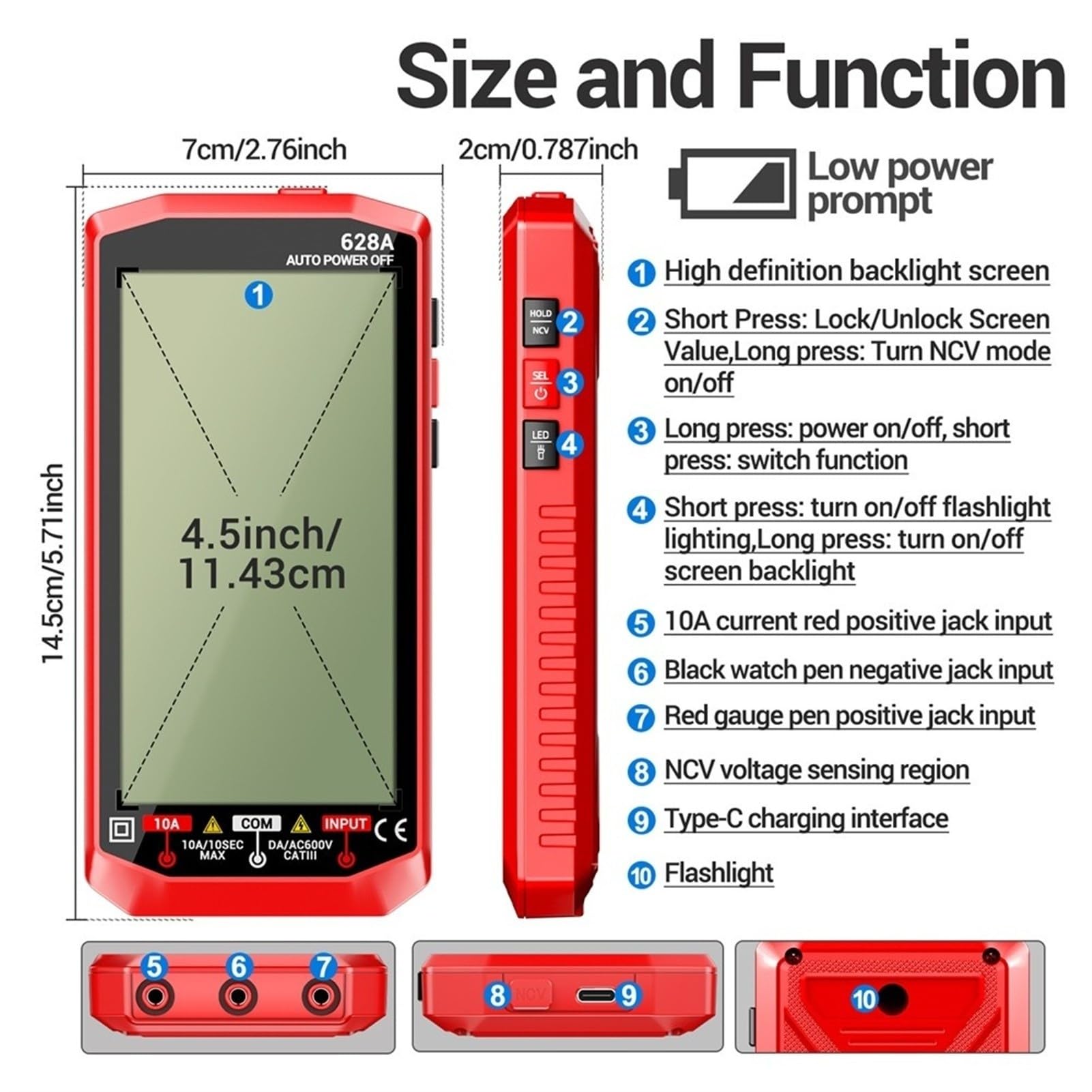 Professionelles digitales Multimeter, wiederaufladbar, 6000 Zählungen