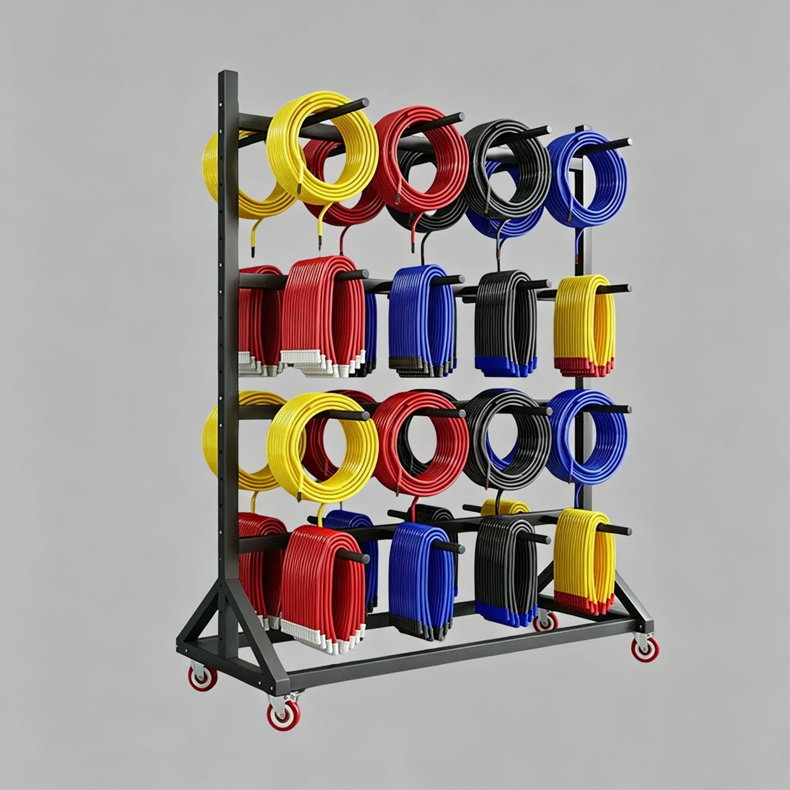 Wire Spool Storage Rack Electrical Cable Display Holder with Wheels, Cable Reel Categorized Storage Display Organize 881lbs Capacity for Workshop,Warehouse and Retail(A,4-Tier 160x90x200cm)