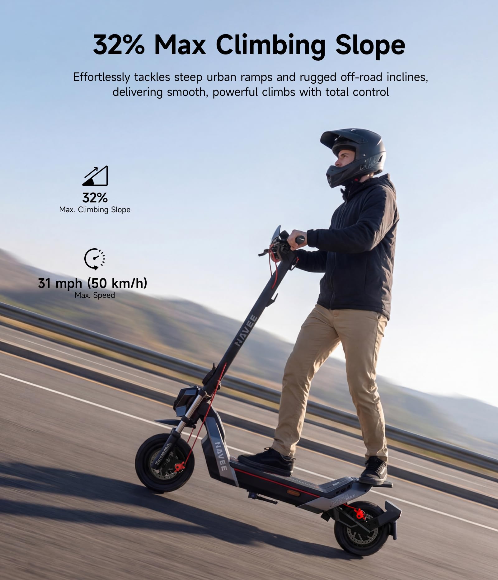 NAVEE NT5 Max High-Speed Electric Scooter for Adults, 50 km/h Max Speed, 83 km Long Range, 1900W Powerful Motor,Dual Disc Brakes+EABS, Front & Rear Suspension, 10.5" Tubeless Tires,IPX6, Apple Find My - 3