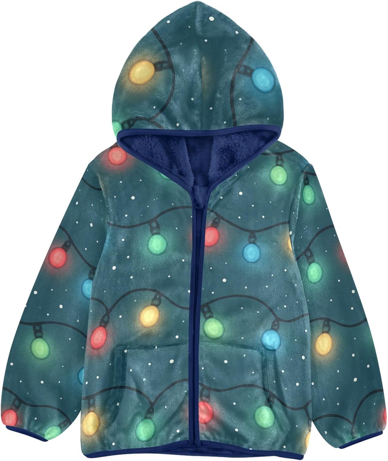 GuoChe Christmas Lights Lightweight Zip Sweatshirt Boys Winter Coats Plush Lined
