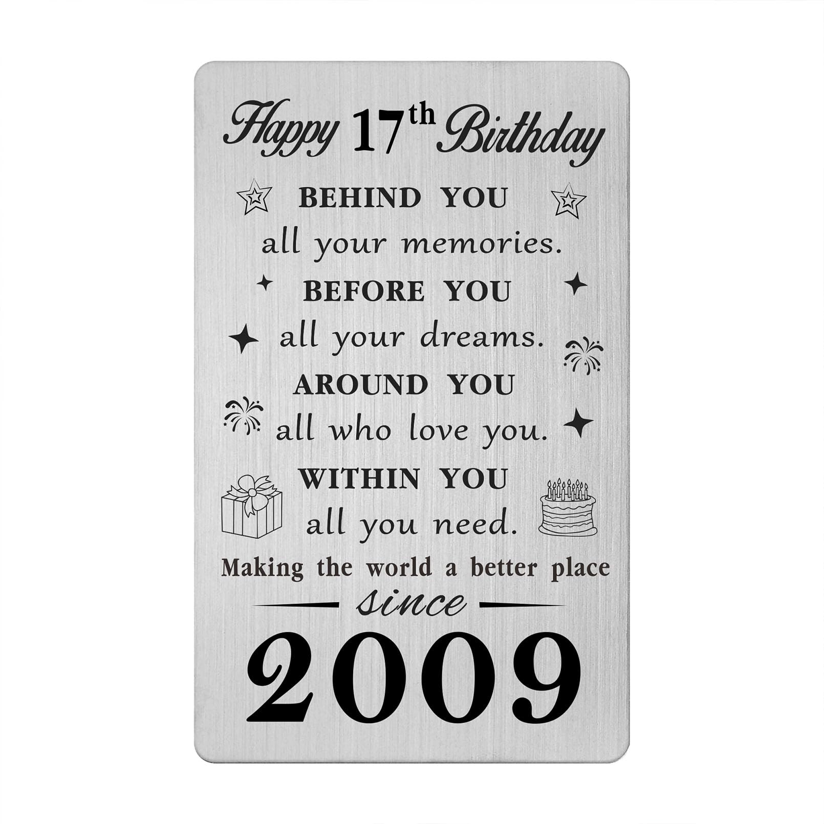 Gezxin Sweet 17th Birthday Card for Girls Boys-Happy 17th Birthday Gift for Men Women-Personalised 17 Year Yr Old Birthday Present for Male Female-2006 17 Bday Keepsake for Teen Teenager