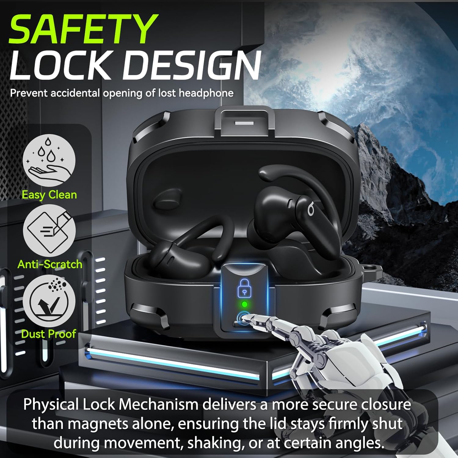 for Powerbeats Pro 2 Case 【with Safety Lock】, Shockproof Anti-scratch Protective Hard Cases Cover for Beats Powerbeats Pro 2 (2025) Wireless Bluetooth Earbuds Accessories, with Cleaning Kit & Keychain - Image 3