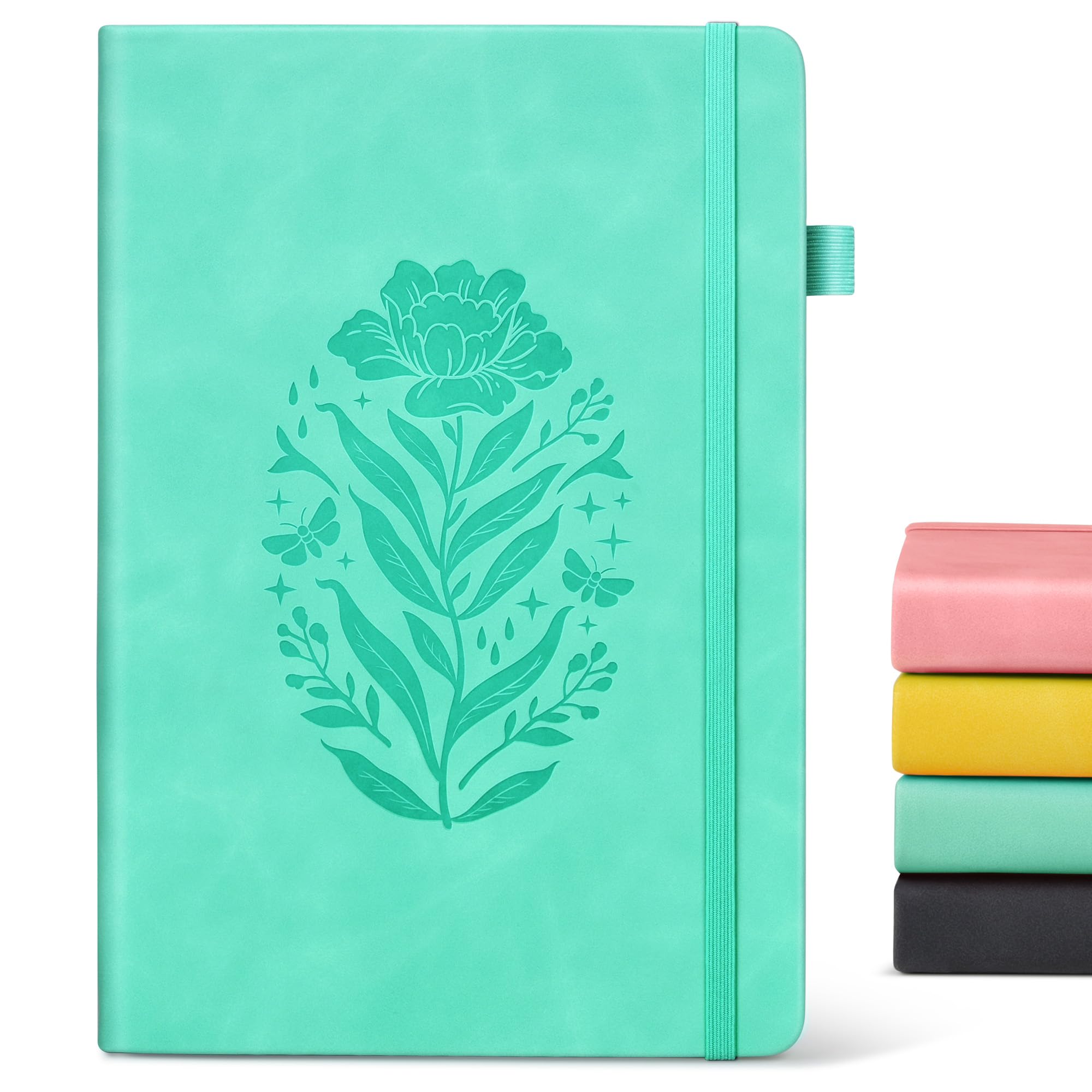 Lined Journal Notebook for Women, A5 Green Hardcover Leather Journals for Writing, 200 Pages Travel Daily Journal,Thick College Ruled Notebook for Work School, Note Taking, Business 5.75'' X 8.38''
