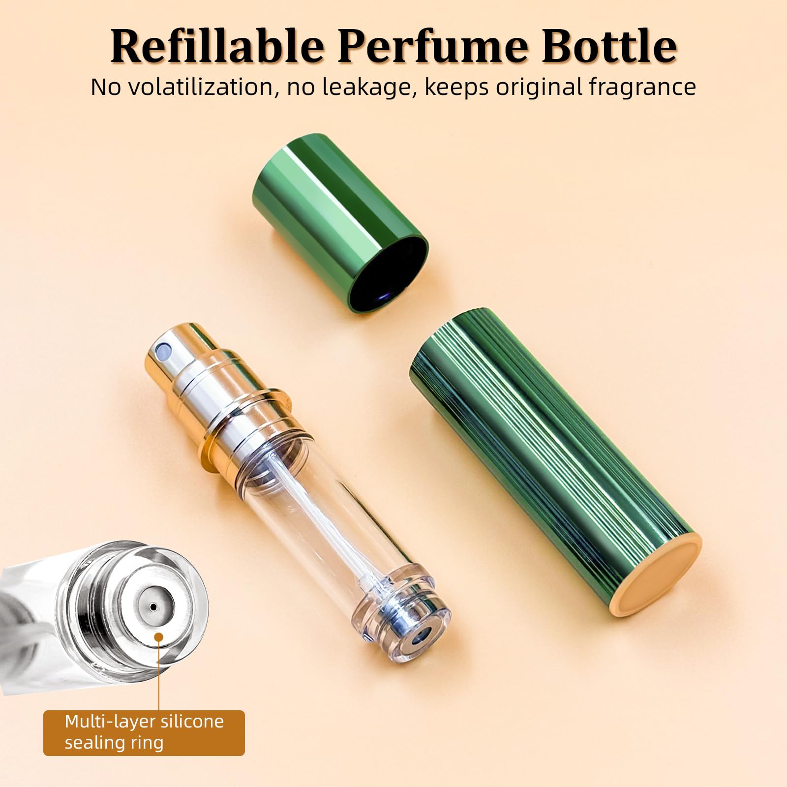 GCNWW Parfümzerstäuber 10 Ml, Reiseflasche Aus Aluminium - Auslaufsicher, Einfach Nachfüllbar (Gold)