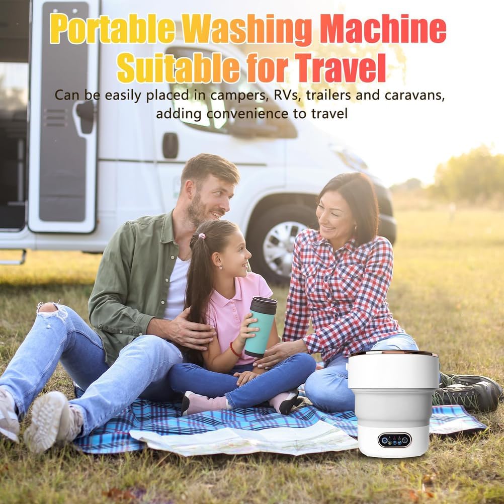 15L Collapsible Mini Washer with 3 Cleaning Modes, Drain Basket Small Foldable Laundry Machine,for Travel Camping Dorms RVs Apartments Baby Clothes Underwear Socks Delicates