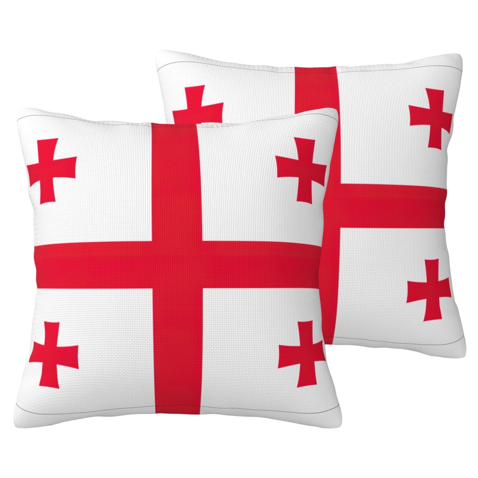 Housses de coussin drapeau Géorgie en lin lot de 2 pour canapé