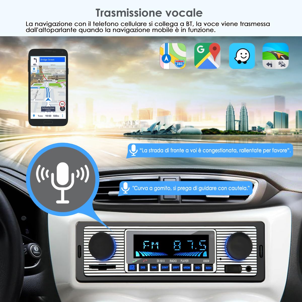 Autoradio Bluetooth,Stereo Auto Bluetooth, Autoradio 1 Din Radio Bluetooth Auto Supporta Vivavoce Lettore MP3/Radio FM, USB Per La Riproduzione Di Musica USB/WMA/WAV/TF Multimediale Telecomando