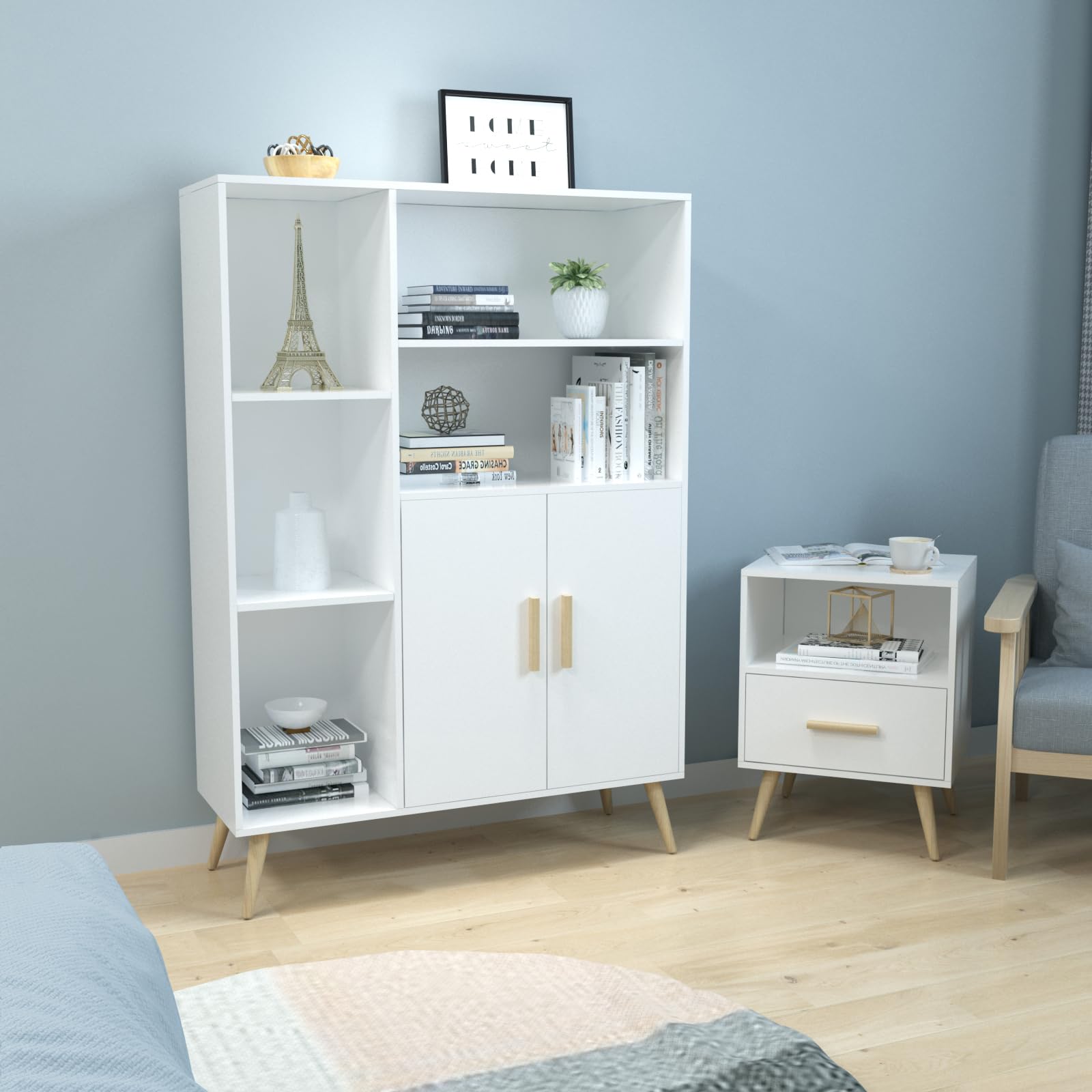 Mondeer Aparador, Madera, Blanco, 85 cm