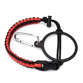 HYDRO CELL Paracord Handle for Wide Mouth Water Bottles - Carrier Strap w/Attachment Ring and Carabiner Accessory. Compatible w/ 64oz, 40oz 32oz, 24oz, 18oz, 14oz Insulated Bottles (Red/Black)