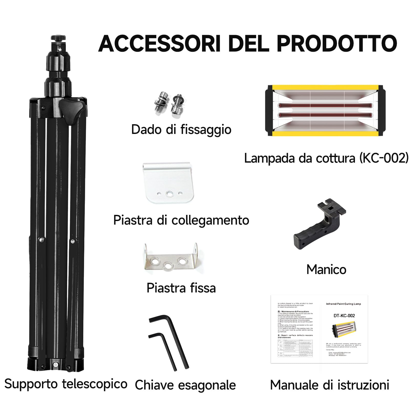 DATOUBOSS Lampada Infrarossi per Carrozzeria 2000W con Supporto e Timer 0-90 Min, Lampada riscaldante carrozzeria per Riparazioni Carrozzeria e Lavori di Verniciatura (650×500mm)