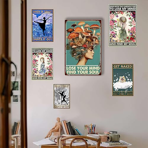 Miniatura 4 de Letrero de metal con texto en inglés "Lose Your Mind Find Your Soul", diseño de sirena para pared, 8.00 x 12.00 pulgadas