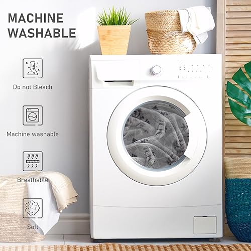 Miniatura 4 de ARYURBU Manta de forro polar con diseño de copo de nieve, manta decorativa de franela suave y mullida de Navidad para sofá cama, ligera, cálida y