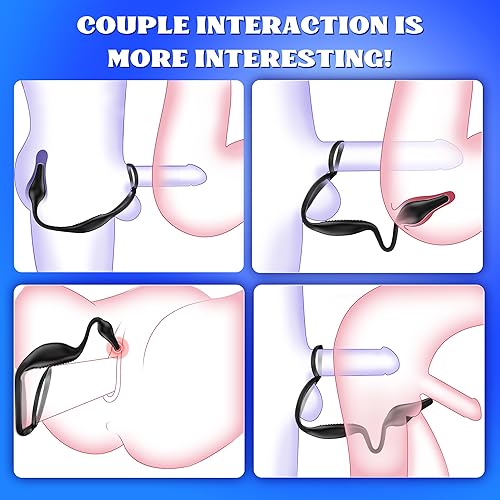 Miniatura 7 de Anillo vibratorio para el pene masajeador de próstata, 4 en 1, juguetes sexuales masculinos para hombres, anillo para el pene con control remoto, 7