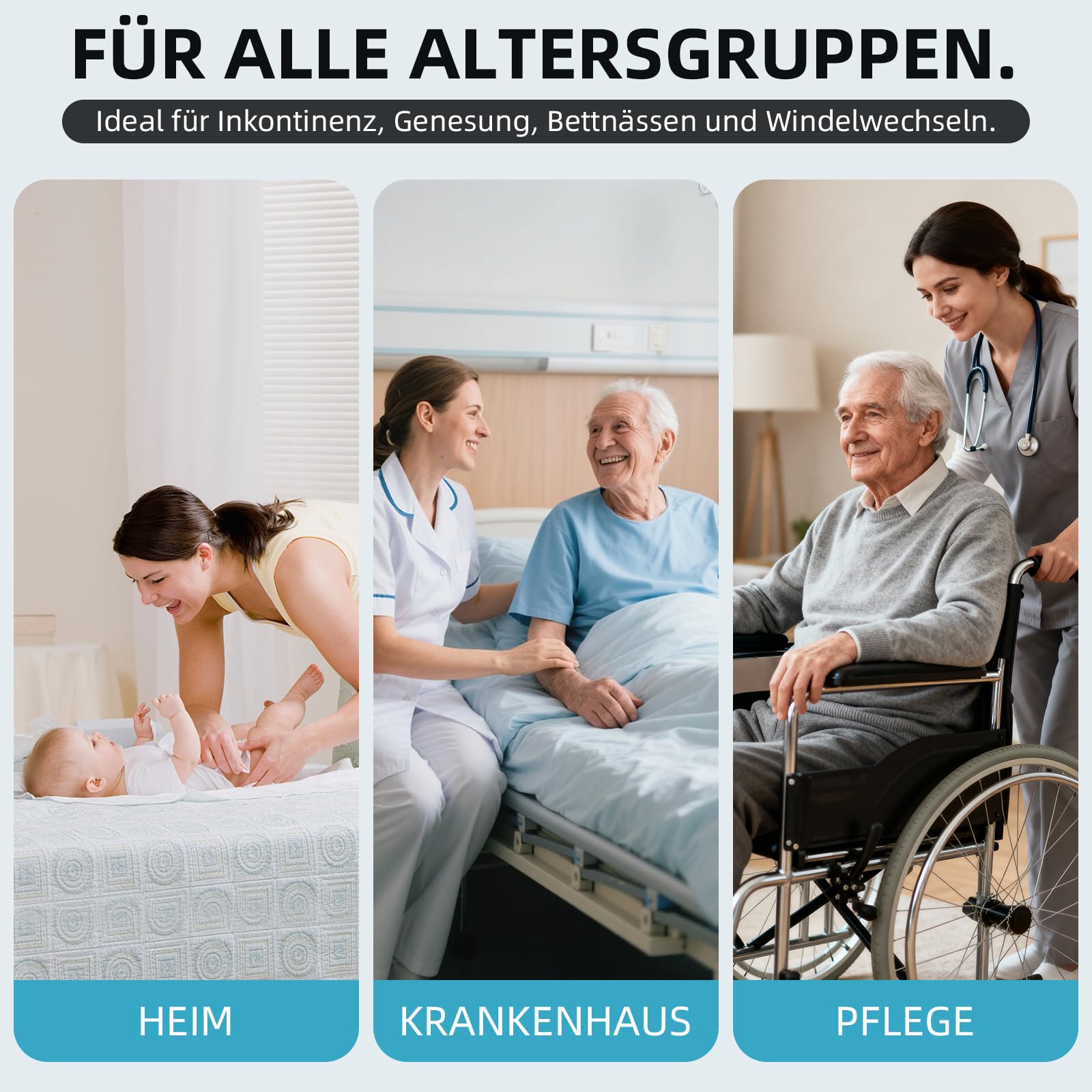 EasyVibe Wegwerf-Bettpads für Inkontinenz 60x90cm-60 Stück Betteinlagen Inkontinenz Einweg Erwachsenen, Heavy Duty Bettpads Inkontinenz, Einweg-Wickelunterlagen, Pee Pads Extra Large