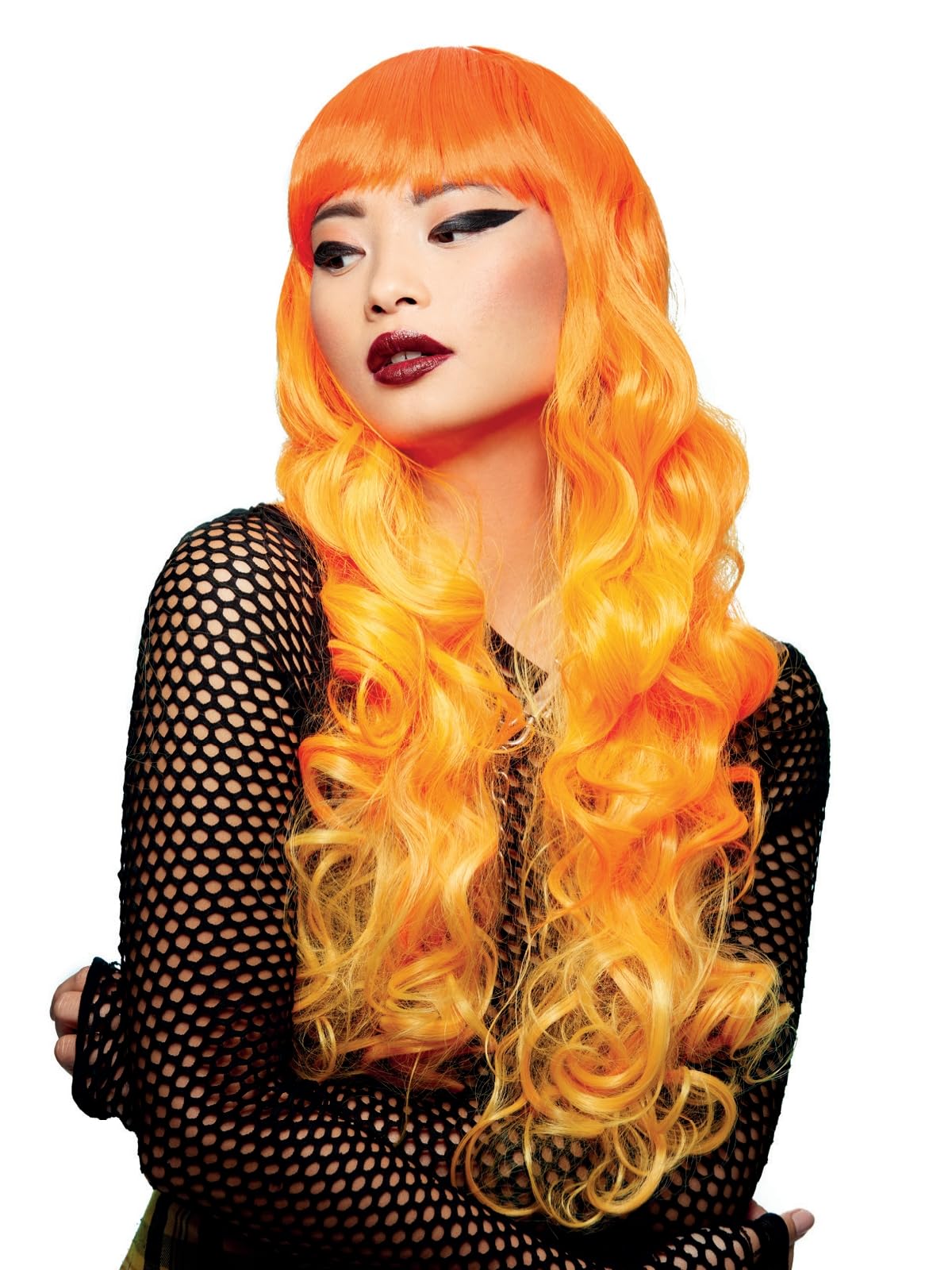 Smiffys Official Manic Panic® Psychedelic Sunrise™ Siren™ Wig, Long Curled Ends Wig