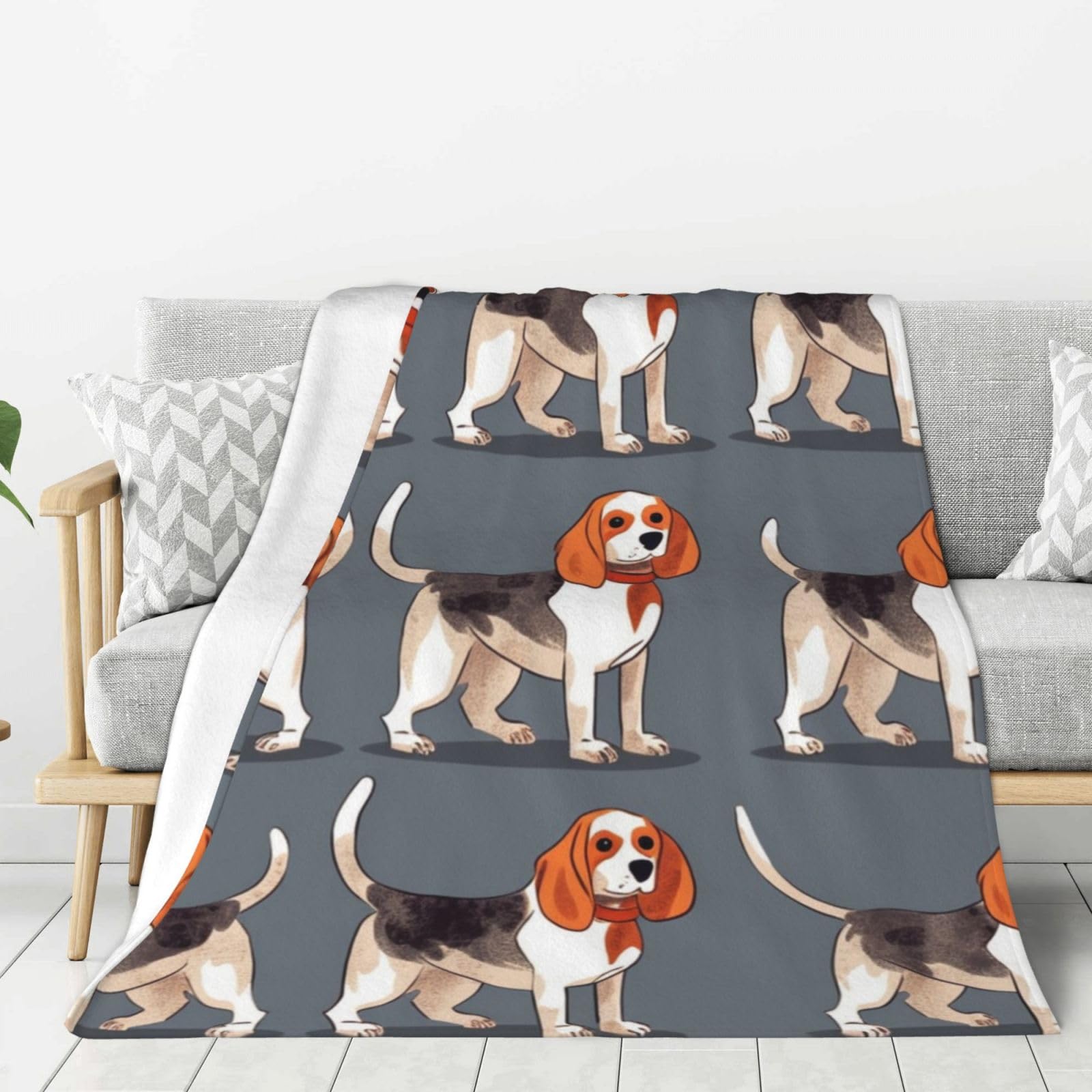 Couverture Beagle en flanelle plaid polaire chaud et couvre-lit toutes saisons