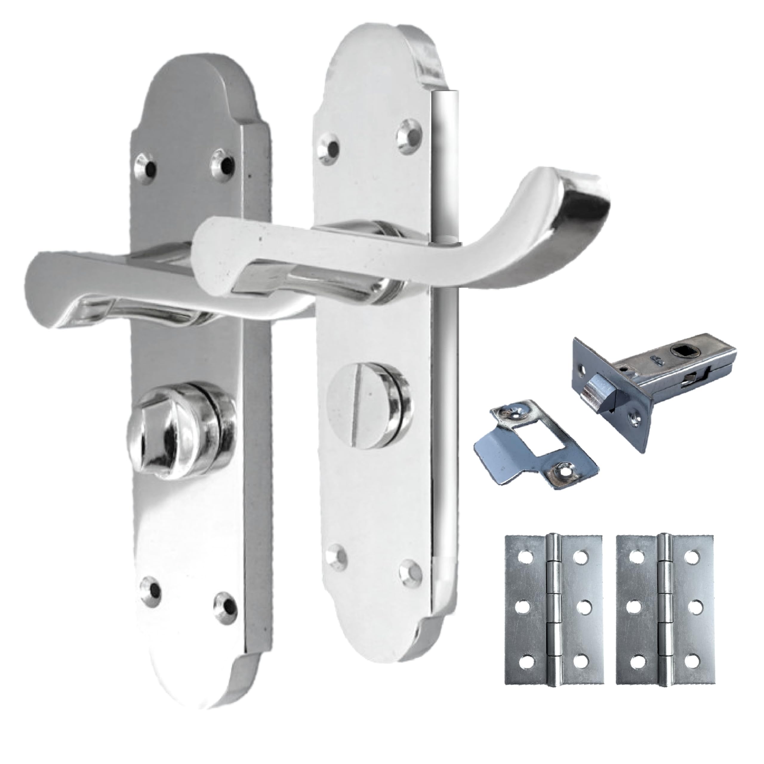 Haven Heritage Door Handles Internal Sets - Chrome Door Handles Internal, Door Handle Sets - Bathroom Door Handles, Internal Door Handles Set, Epsom Scroll Door Handle Privacy - Chrome