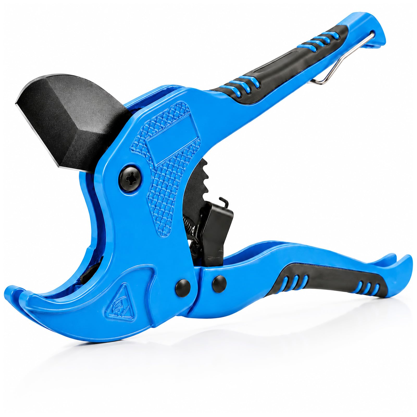 42mm PVC Pipe Cutter, Heavy Duty Ratchet Pipe Cutter with All-Aluminum Non-Slip Handle, Plastic Pipe Cutter for PEX PPR PE Rubber Hoses, Conduit Cutter for Plumbers & Electricians (Blue)