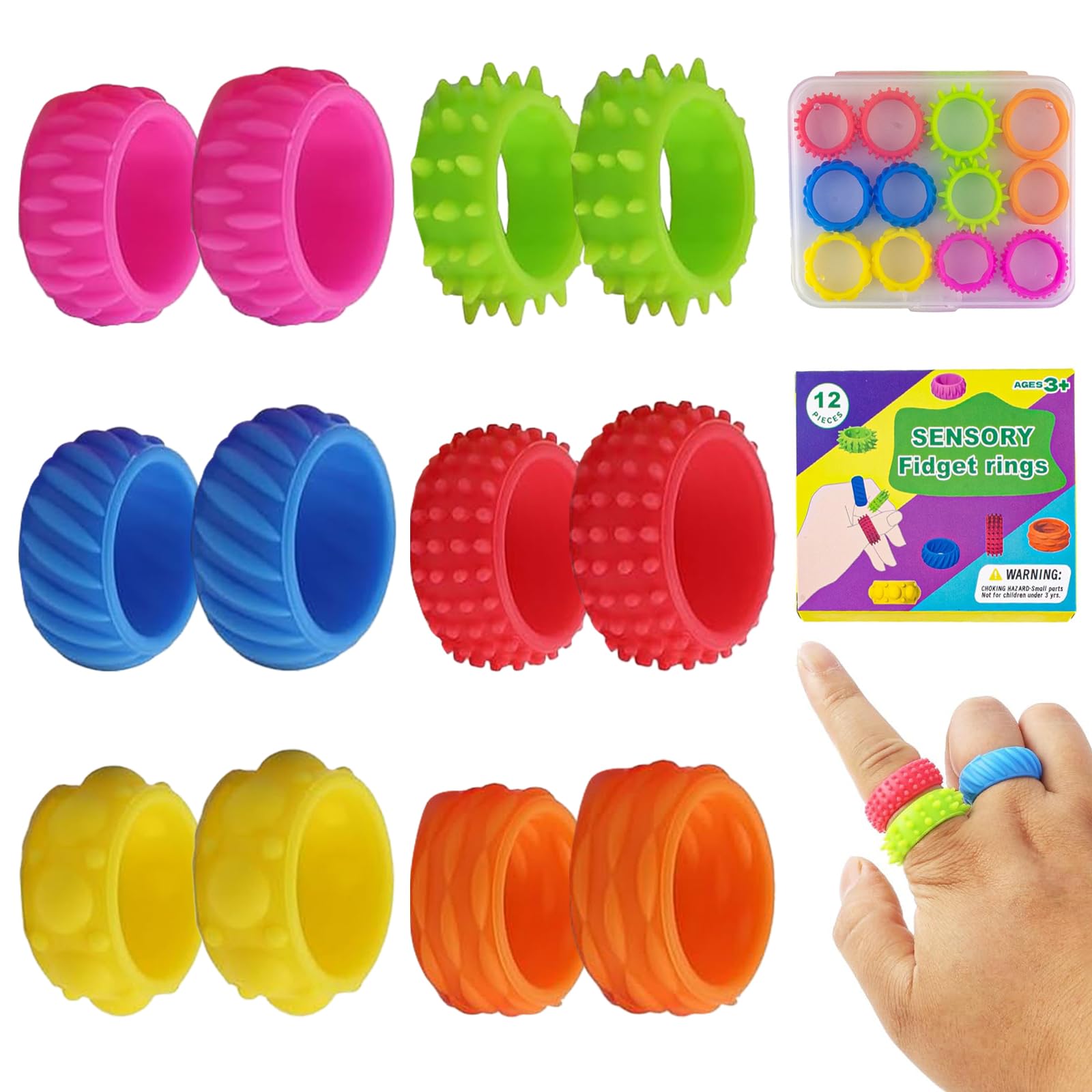 12 Stück Fidget Ring Toys – Anti-Stress-Silikonringe Für Kinder & Erwachsene, Sensorisch Beruhigend 12 Stück Fidget Ring Toys – Anti-Stress-Silikonringe Für Kinder & Erwachsene, Sensorisch Beruhigend
