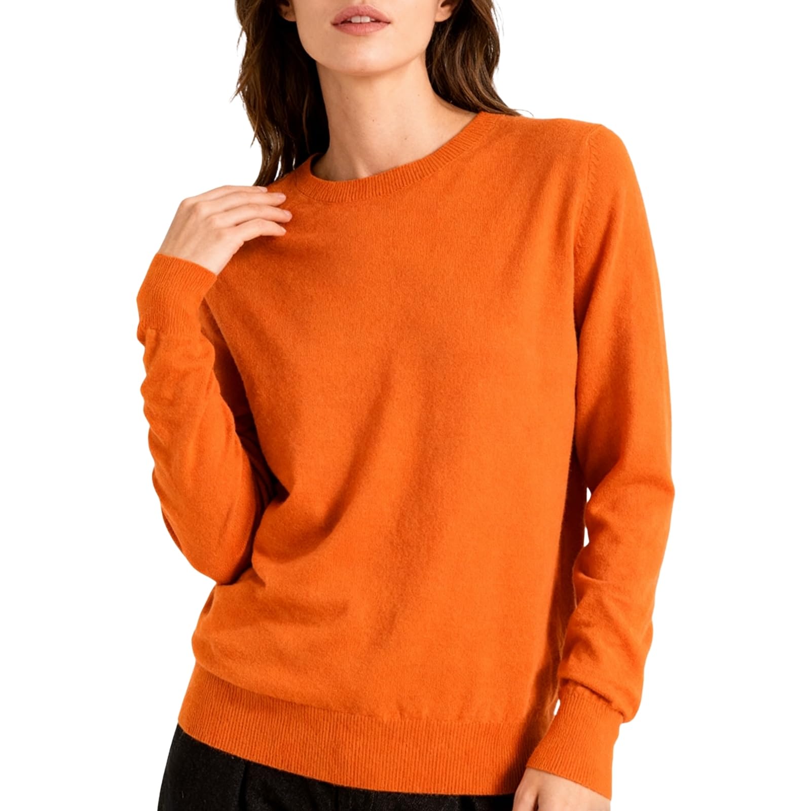 Cashmere Sweaters for Women Crewneck Long Sleeve Cozy Cotton Pullover Sweaters Lightweight Winter Warm Knit Soft Tops