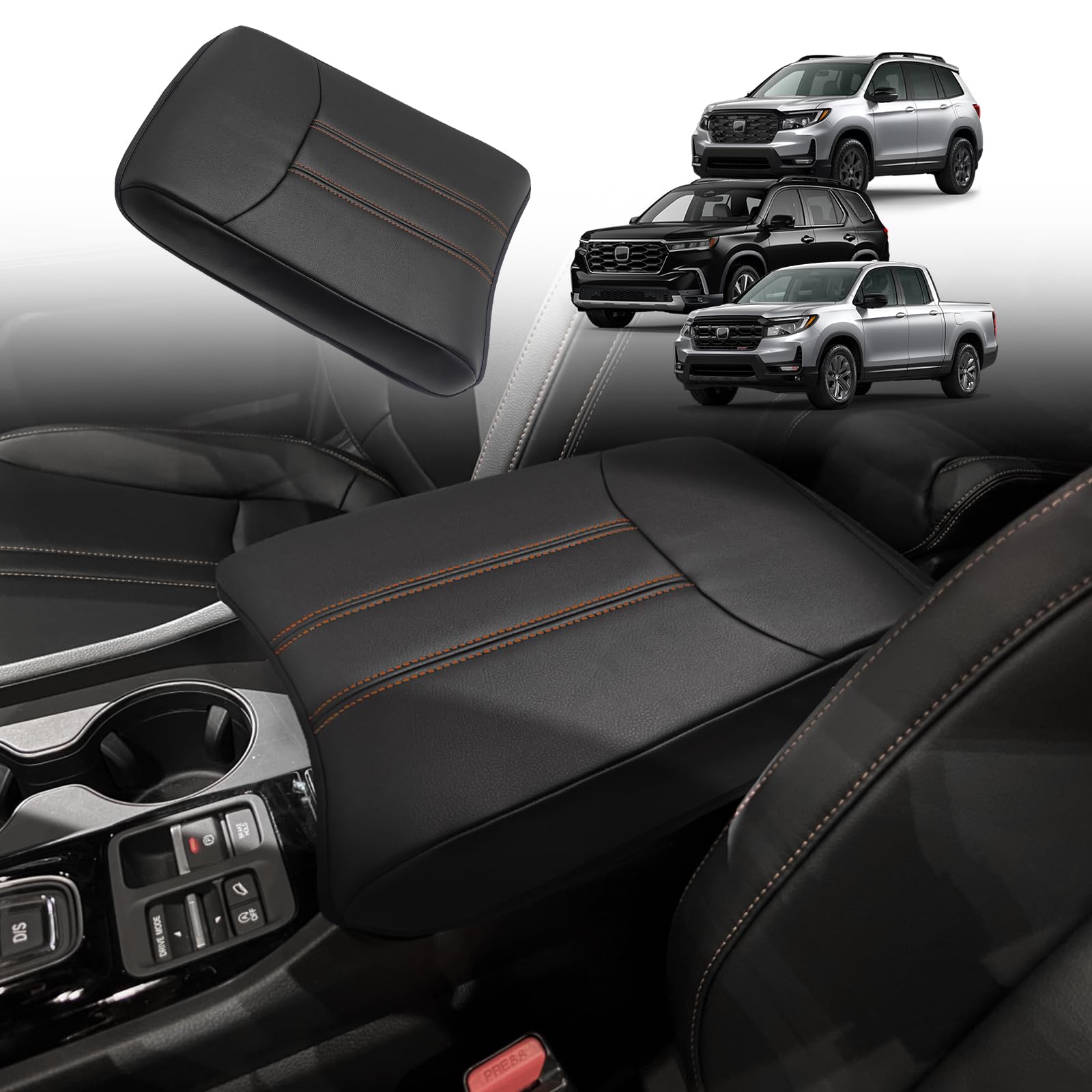 Muslogy Center Console Armrest Cover Fit for Honda Pilot 2023-2026, 2024-2026 Ridgeline/Passport Accessories, Comfort Armrest Pad Console Lid Cushion
