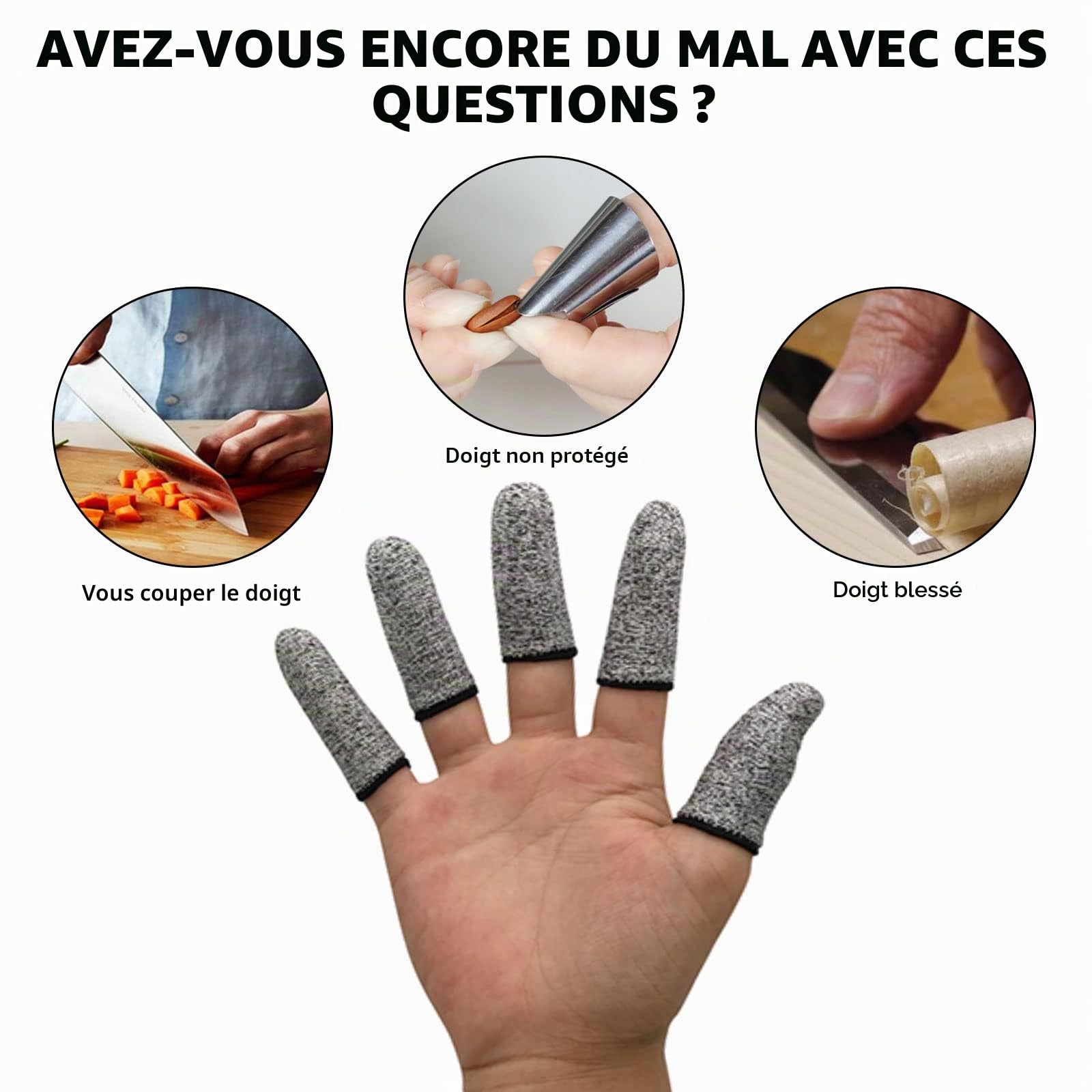 TSHAOUN 40 Pièces Doigtiers, Protège-doigts Réutilisable Couvre-doigts Doigtier Élastiques Protection Résistant aux Coupures pour Travail, Jardin, Cuisine, Sculpture, Créations de Bricolage (Gris)