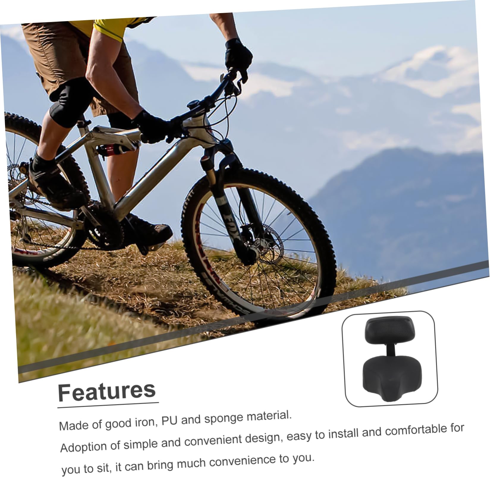 Siège Arrière de Vélo Noir en Fer, PU et Mousse, pour VTT