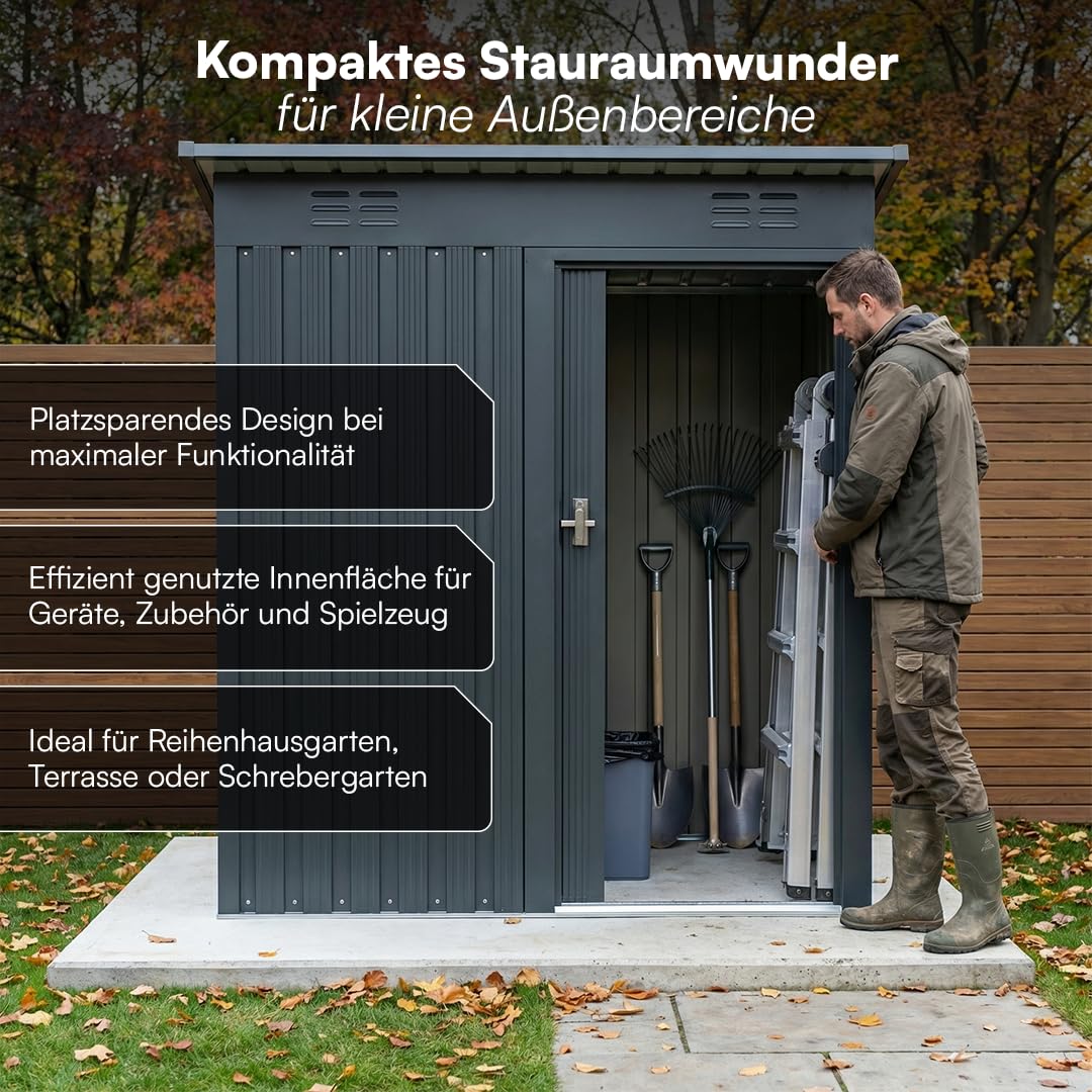 STEELSØN Talonix Gerätehaus Metall 184x75x164cm Anthrazit Zinkstahlrahmen