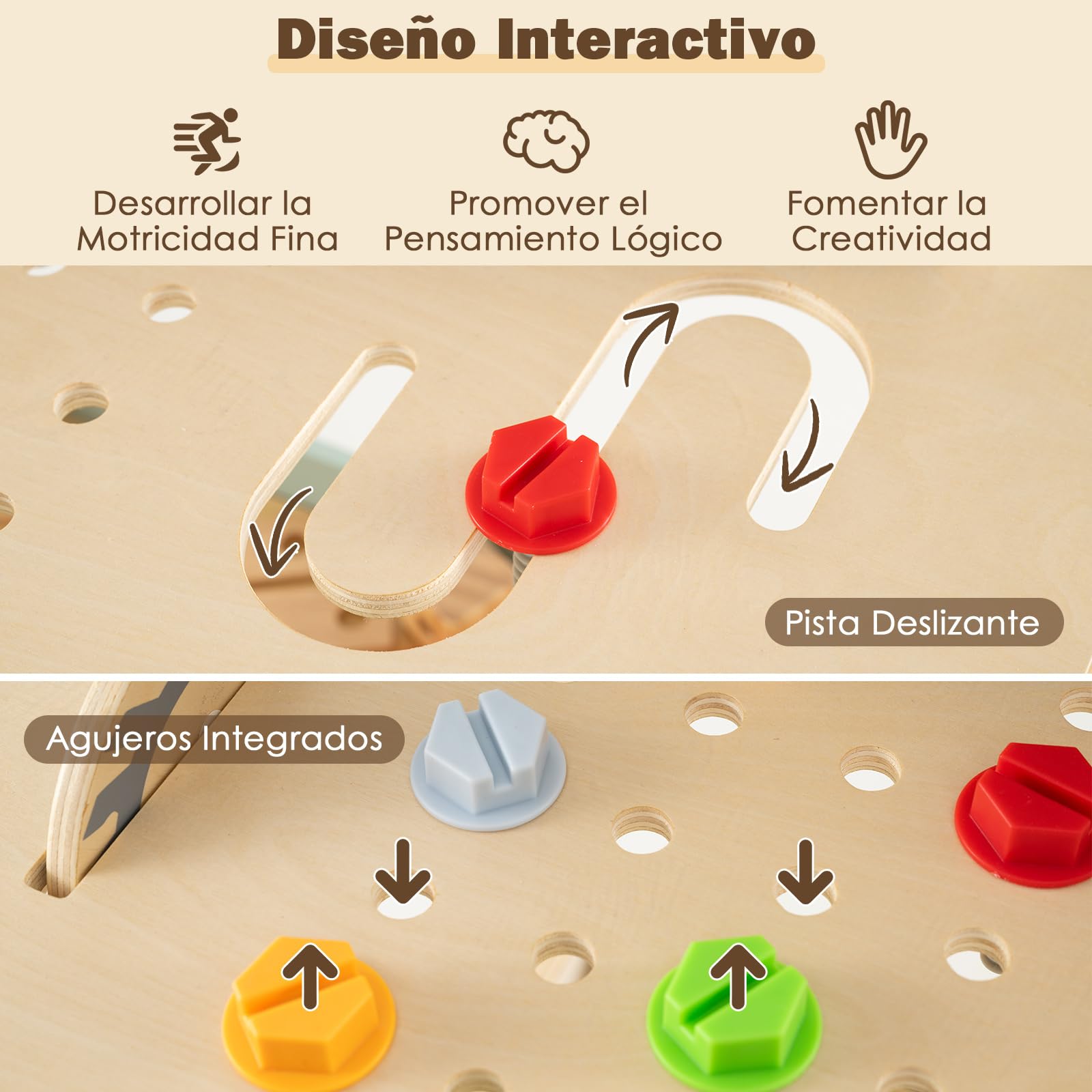 COSTWAY Banco de Herramientas de Madera para Niños, Mesa Juguete Montessori con Juego de Herramientas y Gran Espacio de Almacenamiento, Juego Educativo para Niños de 3+ Años