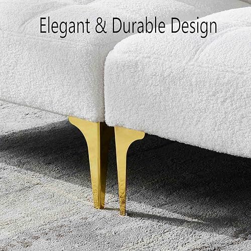 Miniatura 7 de Sofá cama convertible, sofá cama moderno con respaldo ajustable, patas de metal, sofá biplaza tapizado plegable, sofá seccional, asiento de espuma