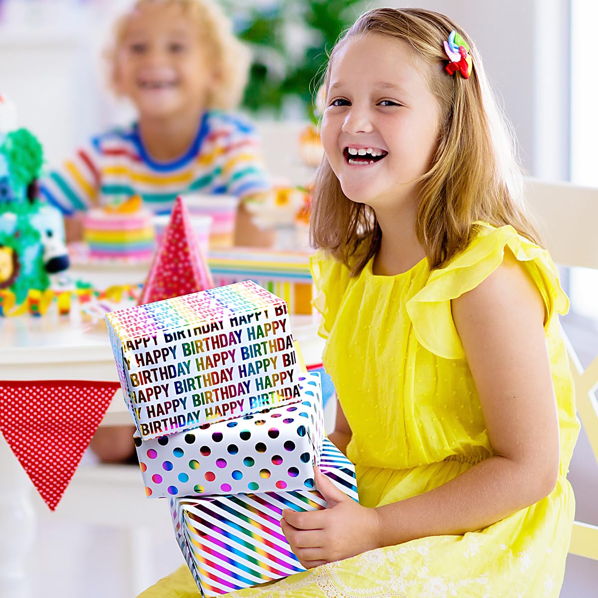 Papier cadeau pour enfants - 5 rouleaux 43 cm x 300 cm, papier kraft brun recyclable