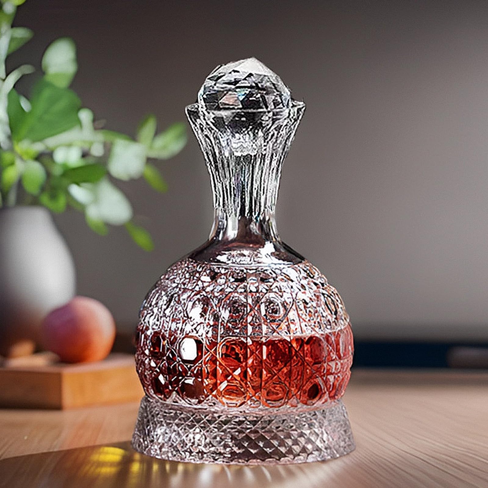 Carafe à vin en cristal - Rotatif à 360° - Aérateur de vin rouge - 1,5 l - Soufflé à la main - Sans plomb - Cadeau de luxe pour un goût plus lisse (Style 1)
