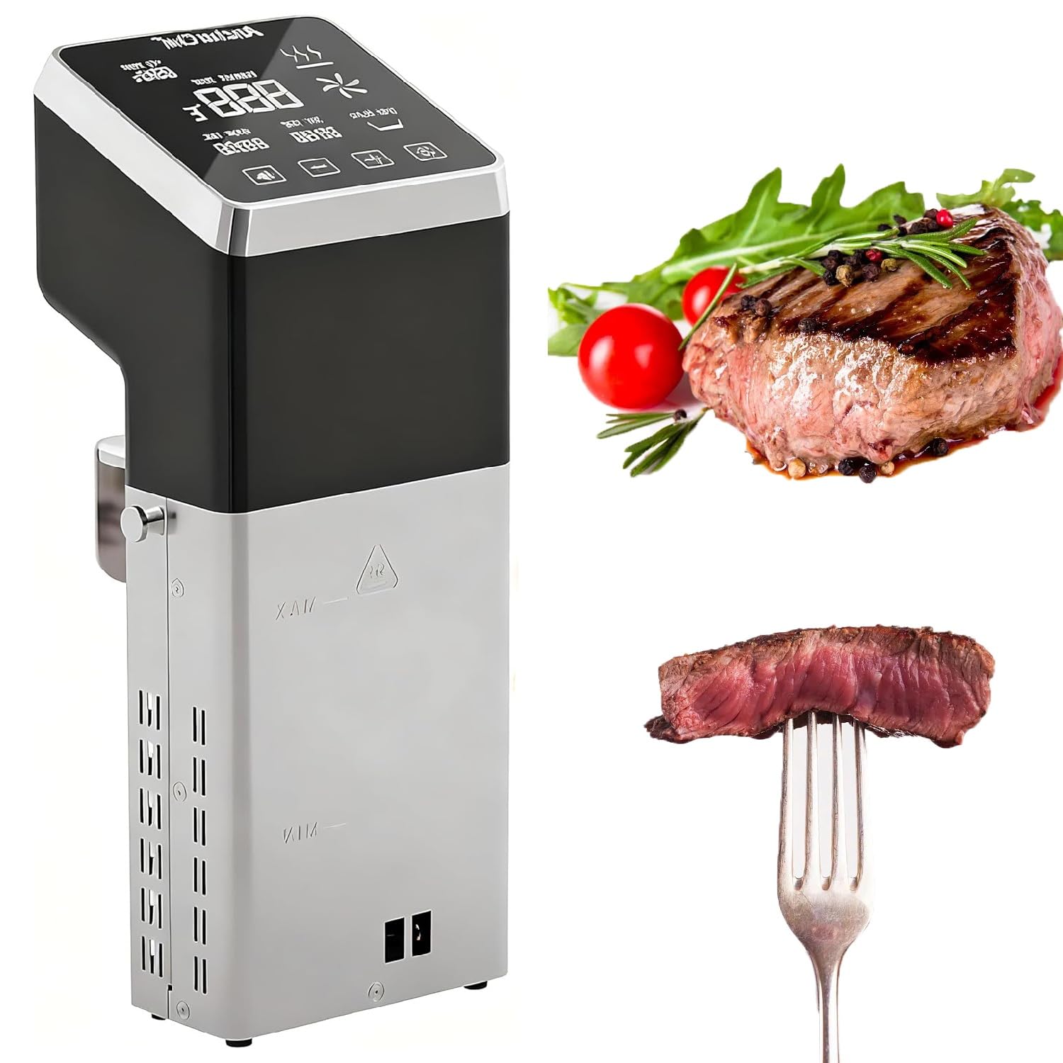 Macchina per cottura sottovuoto da 1600 W, pentola professionale impermeabile IPX7, touchscreen LCD e timer, circolatore a immersione a 360°, ultra silenzioso da 15 dB, acciaio inossidabile